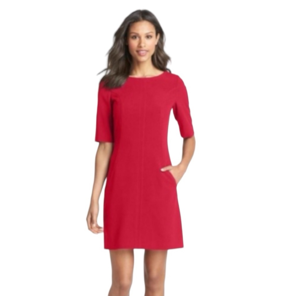 Tahari Red Short Sleeve Shift Dress